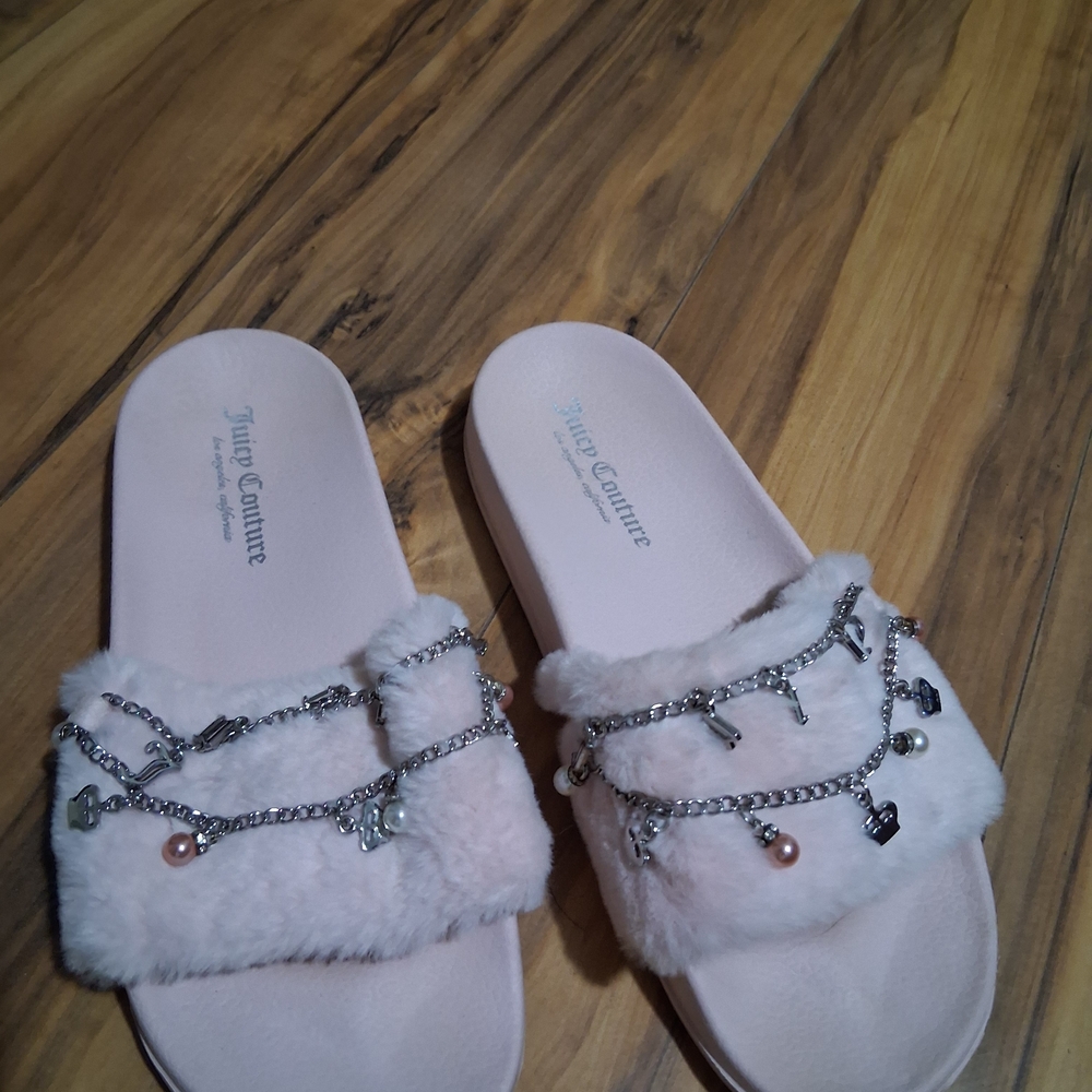 Juicy Couture Pink Furry Slides
